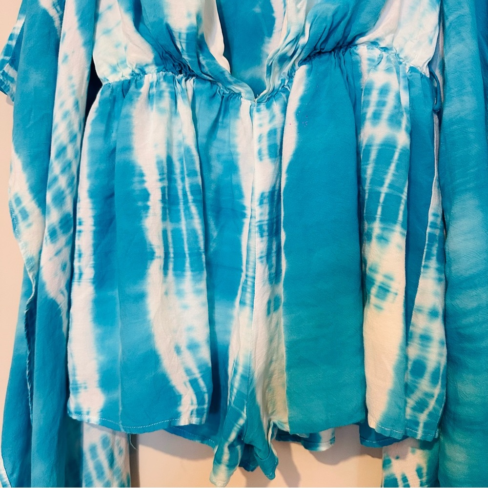 Akira Womens‎  Tie Dye Colorful V-Neck Long Sleeve Romper Large.C111 - Picture 2 of 13
